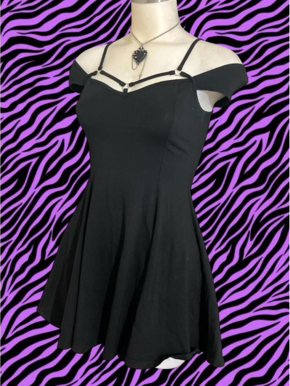 Vintage y2k Punkrave black mini skater dress